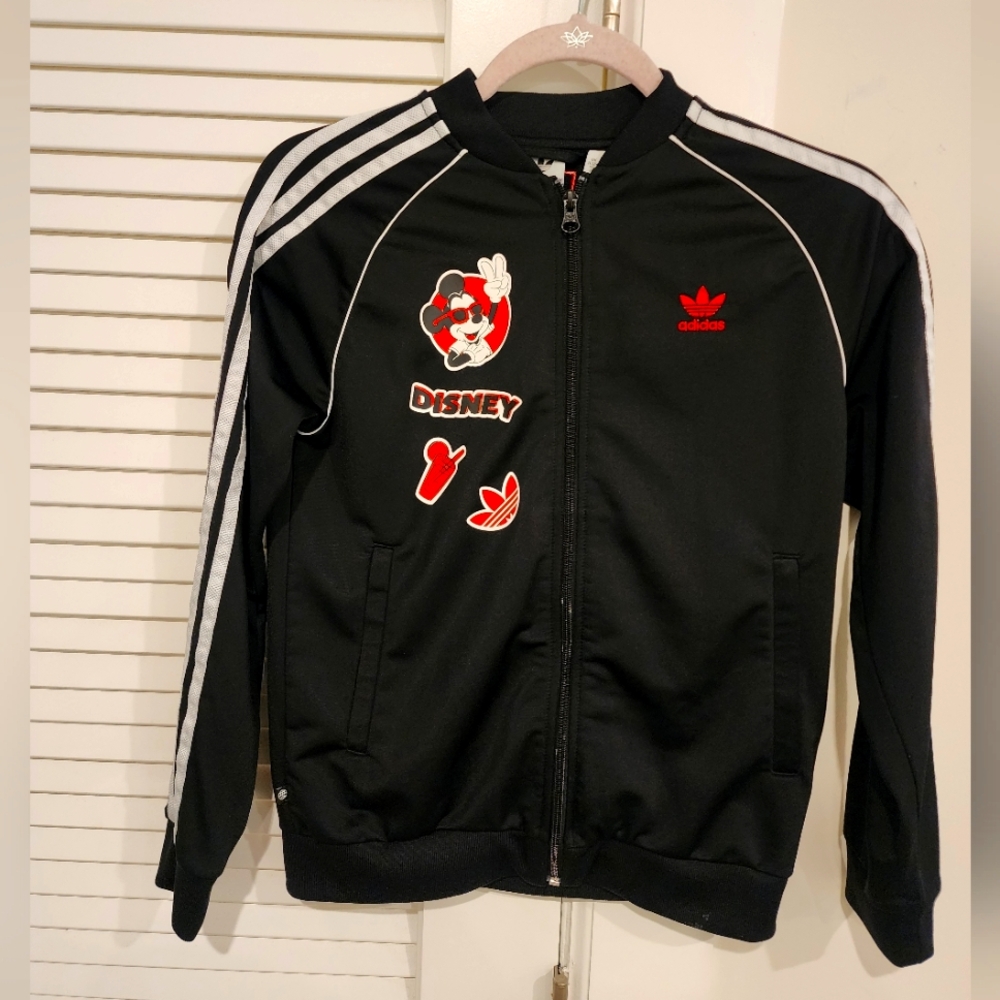 Adidas Black and White Disney Track Jacket Size M 11-12 Y ; EXCELLENT CONDITION
